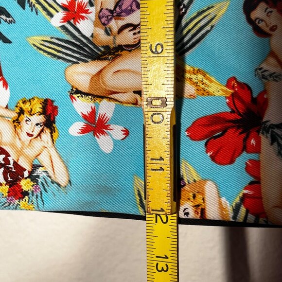 Vintage-Inspired Hawaiian Pin-Up Girl Print Tote Bag Zipper Pockets &  Pouch - Picture 8 of 15